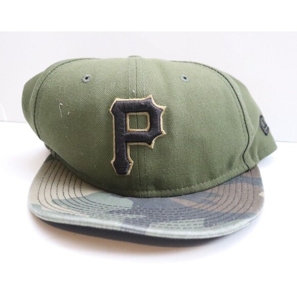 New Era 59FIFTY On-Field Pittsburgh Pirates Green Camo Brim Fitted 6 5/8 Hat USA - Picture 1 of 6